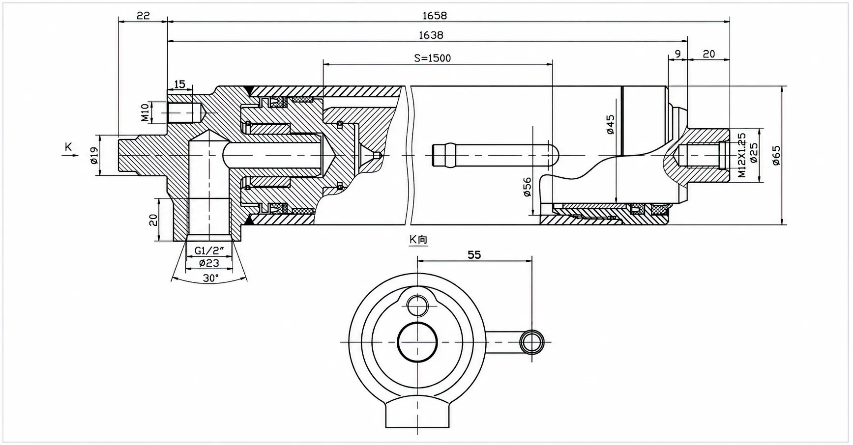 Forklift Lifting Cylinder Technical Specification Table