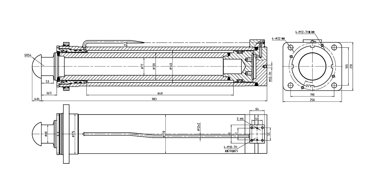 Truck Crane Outrigger Frame Support Cylinder — Φ140×640mm, 30MPa 3 Cylinder for frame support technical specification table HCYY11112023