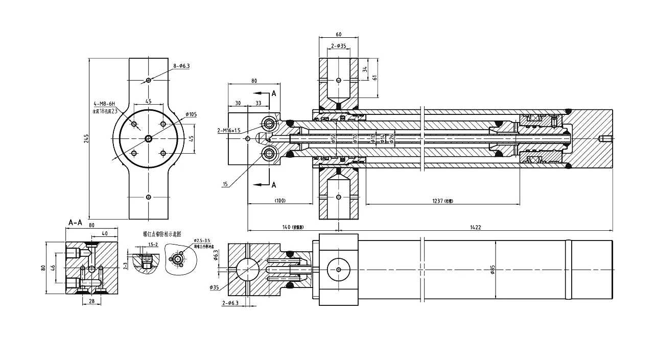 Cylinder for opening rack support