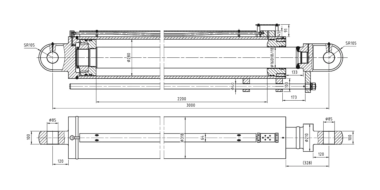 Crawler Crane Frame Support Cylinder — Φ170mm Bore, 800mm Stroke 3 Lift Cylinder Technical Parameter Table HCYY11112018
