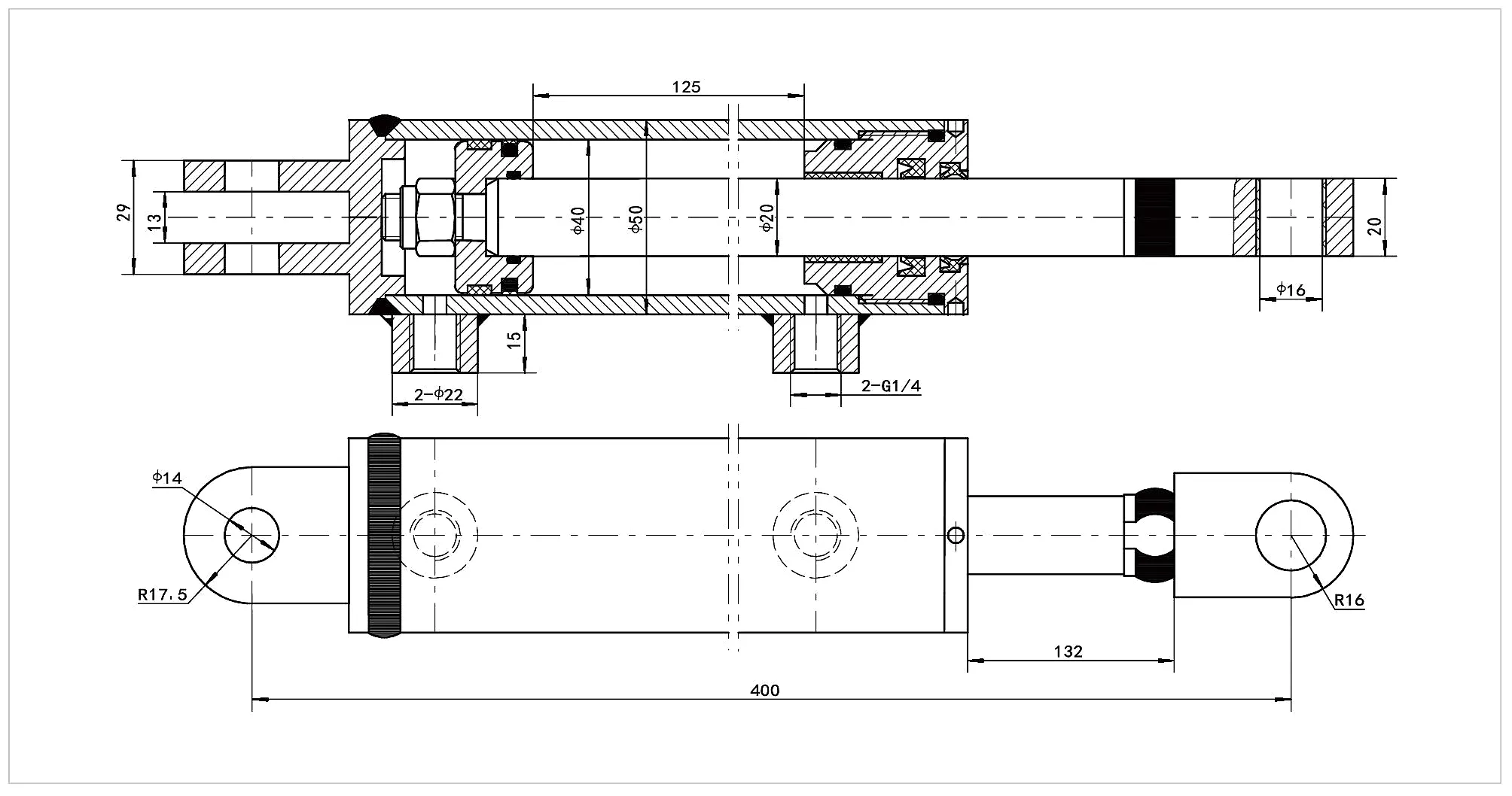 Steering Cylinder Technical Parameter Table from Catalogue