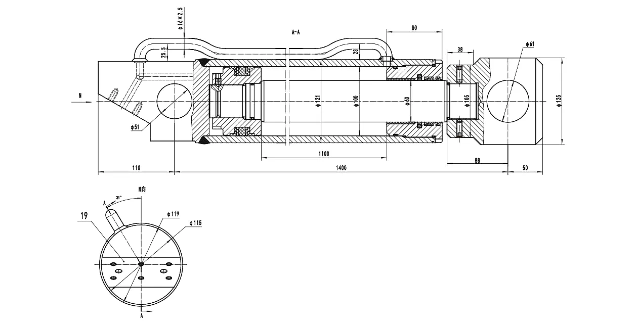 Hook-Lift Truck Telescopic Cylinder 3 Telescopic Cylinder Technical Specification Table